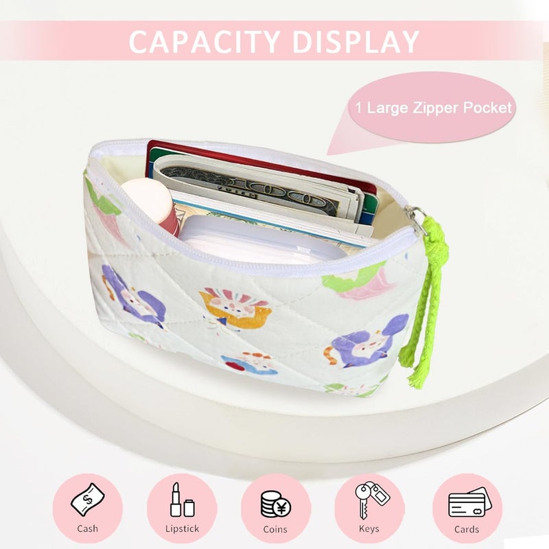 Modacarry Store Cotton Quilted Floral Coin Purse Digital Camera Pouch with Cute Prints Zipper for Women Girls (GIRLS) - Image 2